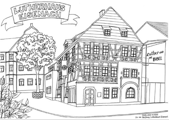 Ausmalbild Lutherhaus Eisenach Download